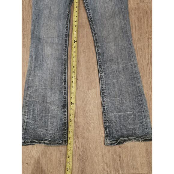 Miss Me Jeans MP8476B Boot Cut Mid-Rise Distressed Size 29×31 Blue Y2K - Picture 10 of 12